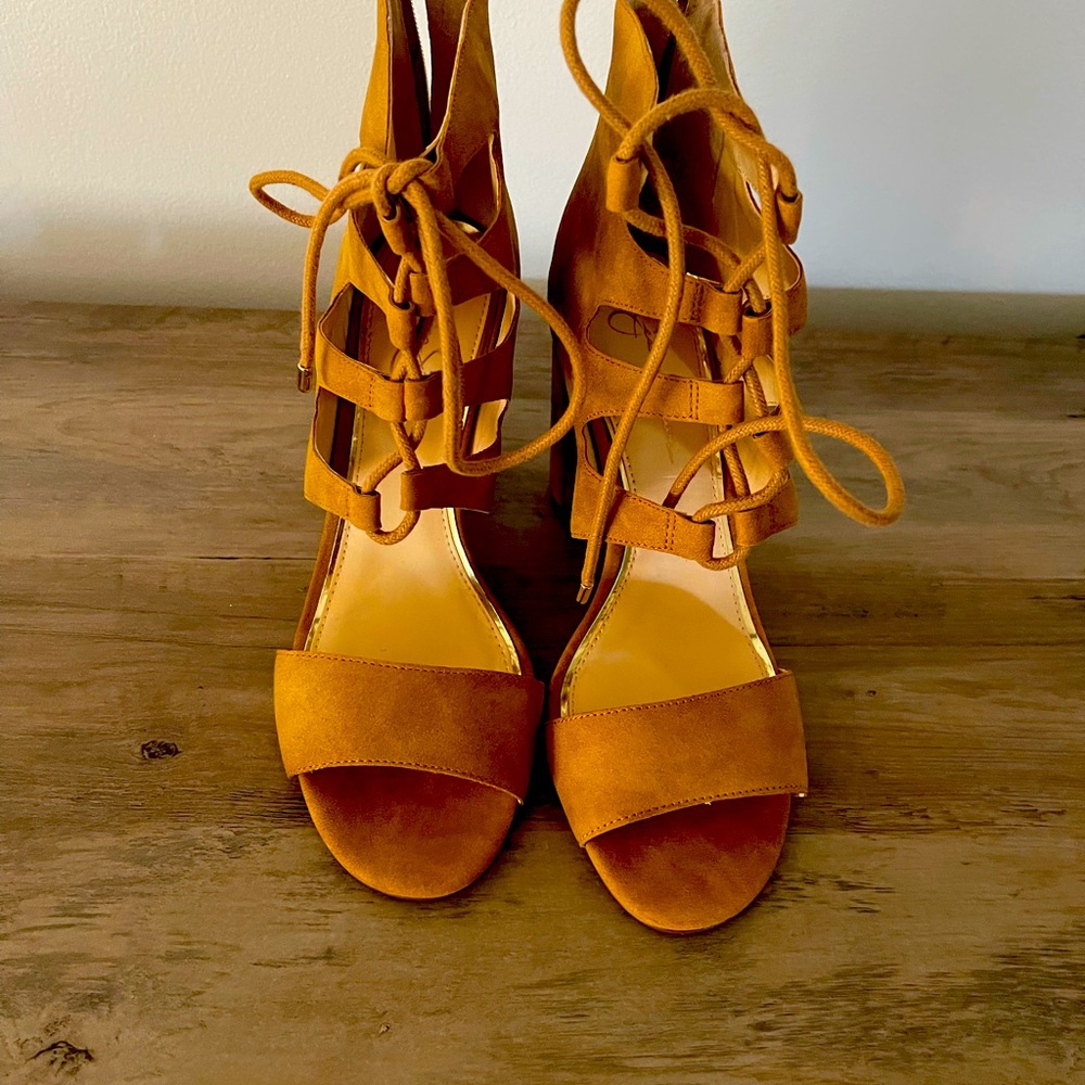 Suede caramel sandals